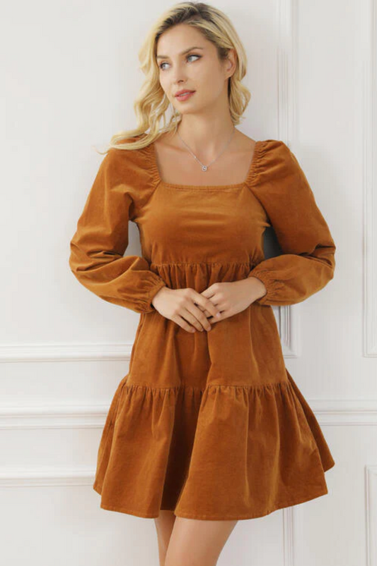 POTH Women's Orange Velvet Mini Dress