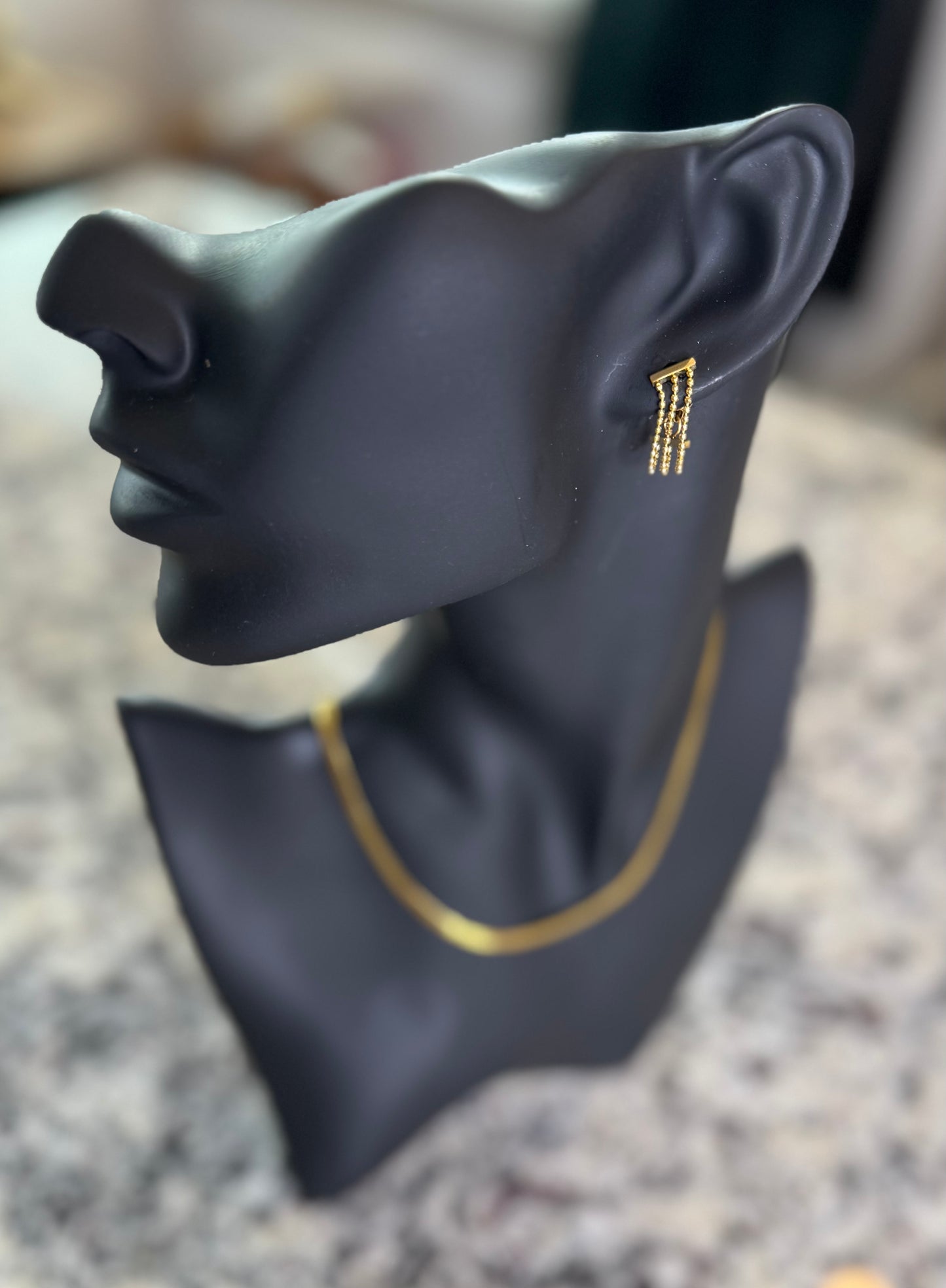 Gold Bar Triple Drip Earrings
