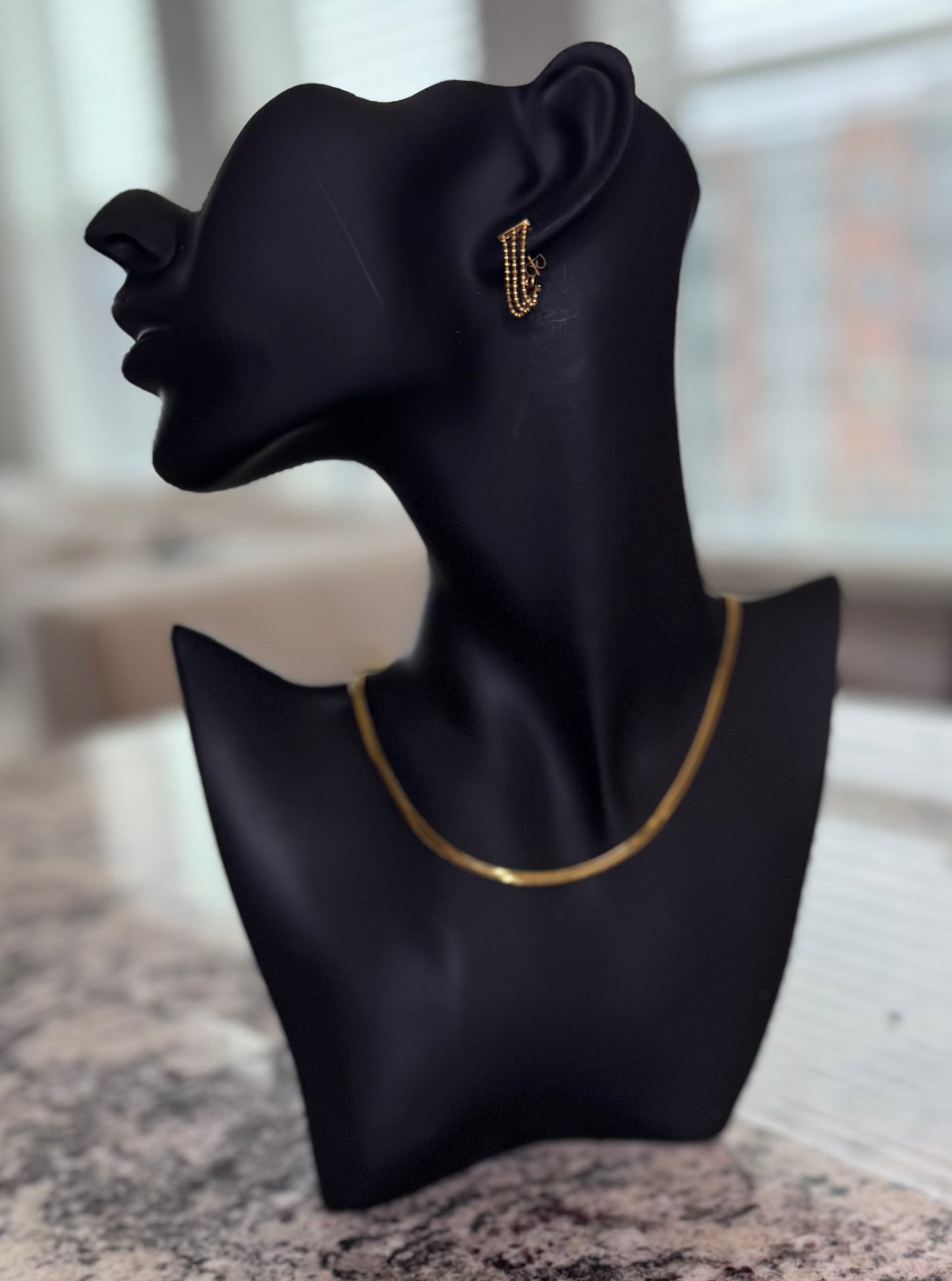 Gold Bar Triple Drip Earrings